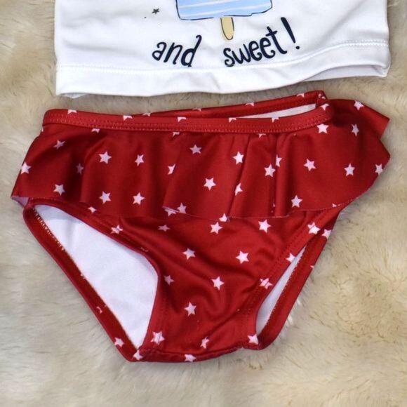 Gymboree Patriotic Bathing Suit Red white and blue 3 Piece Set -Size 6-12 Months - Picture 3 of 10